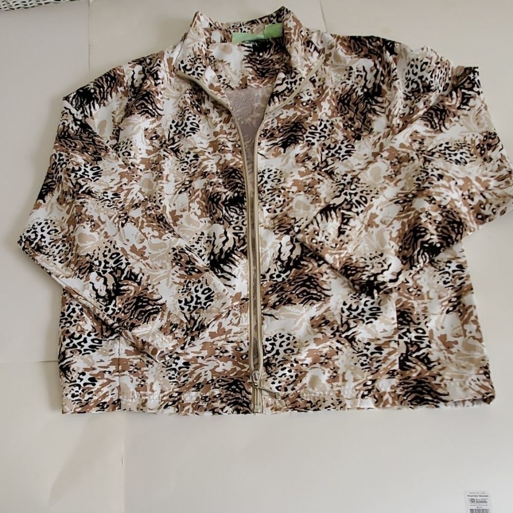 ALLISON WHITMORE brown multi full zip golf jacket